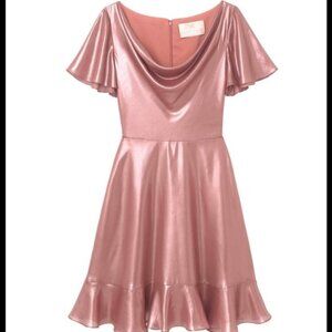 Gal Meets Glam Dress Pink shimmer Cowl Neckline NWT